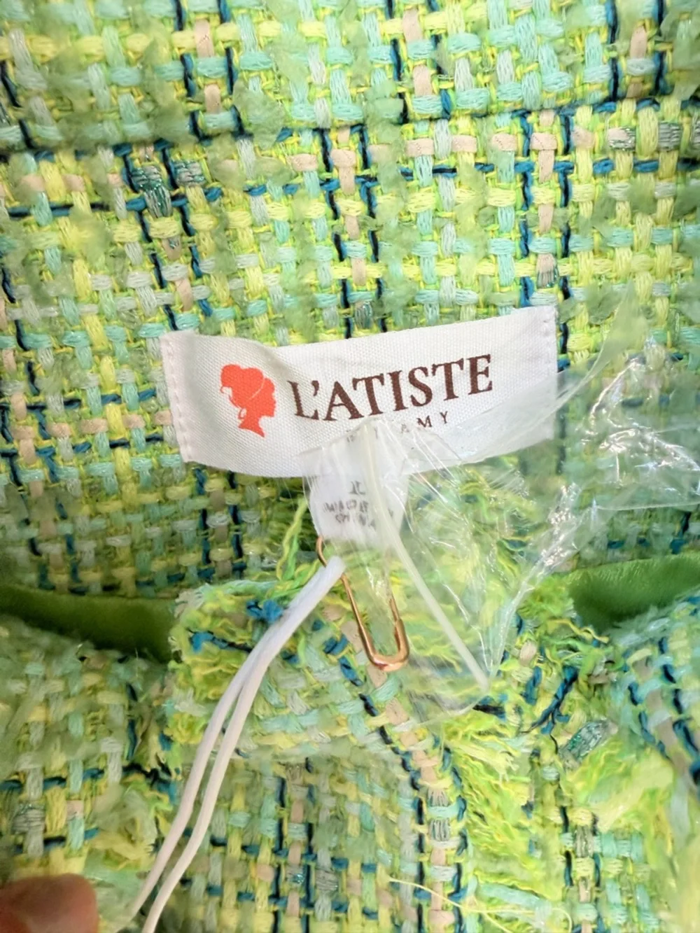 LATISTE Green Tweed 2PC Set Vest + Pleated Skort Size L NWT Preppy Coquette - Picture 3 of 10